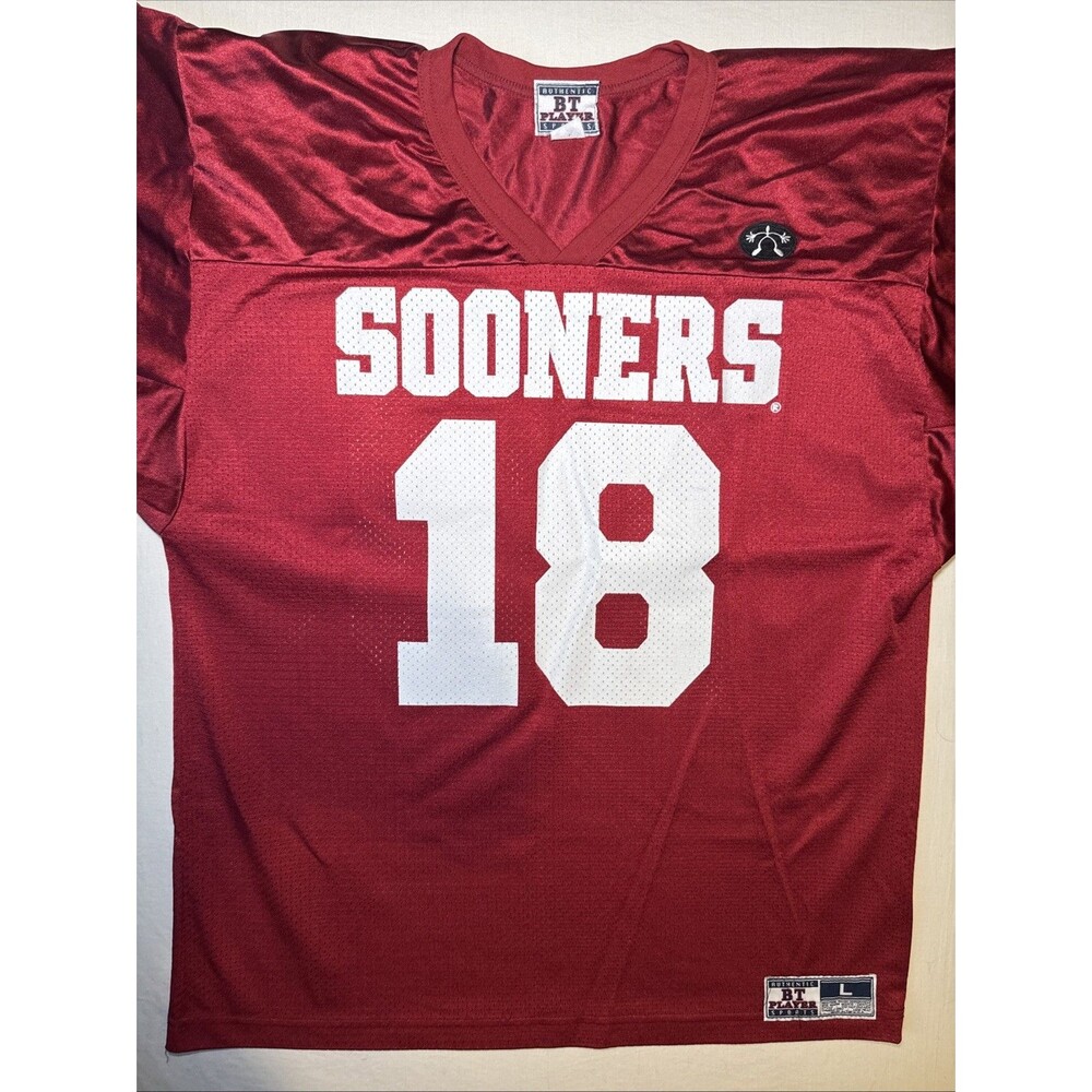 Authentic BT Player Sports Oklahoma Sooners Jersey Size L Red #18 Vintage RARE